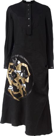 J.w.anderson Anubis Print Shirt Dress Women Cottonlinenflax 8, Black 