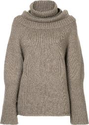 J.w.anderson Oversize Sweater Women Virgin Woolyakpolyamide Xs, Nudeneutrals 