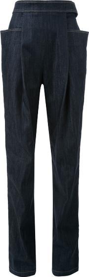 J.w.anderson Pleated Straight Leg Jeans Women Cottonpolyurethane 10, Women's, Blue 