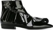 J.w.anderson Ruffle Ankle Booties Women Leatherpatent Leather 37, Black 