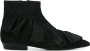 J.w.anderson Ruffle Detail Boots Women Leathercalf Suede 37, Black 