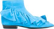 J.w.anderson Ruffled Ankle Boots Women Leathergoat Suede 39, Women's, Blue 