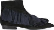 J.w.anderson Ruffled Ankle Boots Women Leathersuede 36, Black 