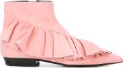 J.w.anderson Ruffled Boots Women Leathergoat Suede 39, Pinkpurple 