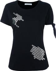 J.w.anderson Silver Tone Studded T Shirt Women Cotton Xs, Black 