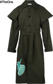J.w.anderson Snail Patch Trench Coat Men Cotton 48, Green 