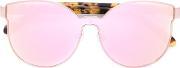 Round Frame Sunglasses Women Plasticmetal Grey One Size