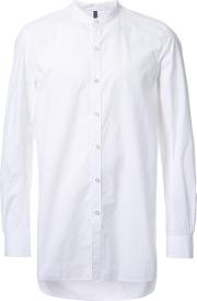 Band Collar Shirt Men Cotton 3, White