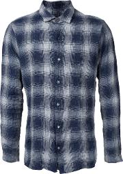 Checked Shirt Men Cottonlinenflax 2, Blue