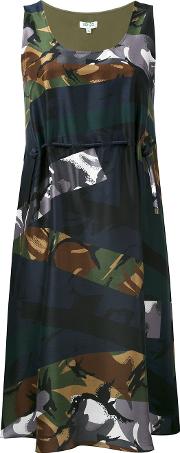 Camouflage Print Dress Women Silkpolyester 36, Green