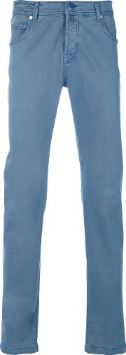 Kiton Slim Fit Jeans Men Cottonspandexelastanelyocell 31, Blue 