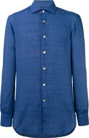 Plain Shirt Men Linenflax 41, Blue