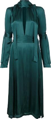 Pussybow Dress Women Silk Satin 8, Green