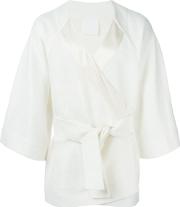 Raffia Kimono Night Robe Men Silkcottonviscose L, White