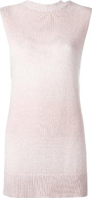 High Neck Knitted Tank Women Linenflaxviscosecashmere M, Pinkpurple