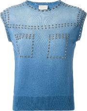Faded Stud Detail Knitted Tank Top Women Cottonaluminium 46, Blue