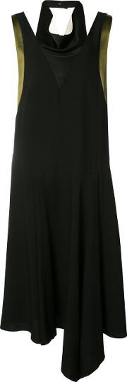 Contrast Draped Dress Women Silk 40, Women's, Black