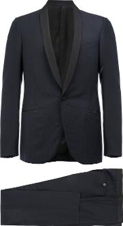 Contrast Tone Tuxedo Jacket Men Silkpolyestercuprowool 50, Blue