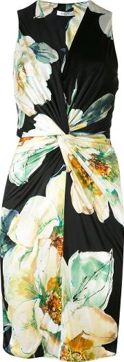 Floral Print Dress Women Viscose 36, Black