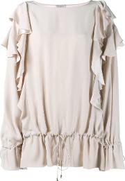 Ruffled Sleeve Blouse Women Silk 34, Nudeneutrals