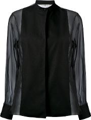 Sheer Sleeve Blouse Women Silkcottonpolyamide 36, Black
