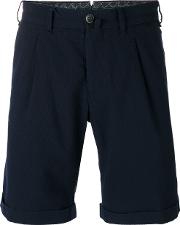 Cuffed Pleated Shorts Men Cotton 52, Blue