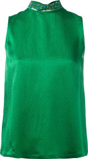 L'autre Chose Embellished High Neck Sleeveless Top Women Silkglasspvc 46, Green 