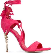 Spiral Heel Sandals Women Leathersuede 36, Pinkpurple