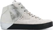 Panelled Hi Top Sneakers Women Cottoncanvasleatherrubber 40, Grey