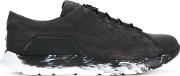 Lace Up Sneakers Men Cottoncalf Leatherpolyurethanerubber 44, Black