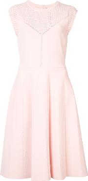 Short Sleeve Perforated Midi Dress Women Polyesterviscose L, Pinkpurple