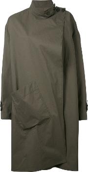 Asymmetric Overcoat Women Cotton 36, Green