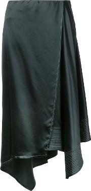 Asymmetric Skirt Women Silk 38, Black