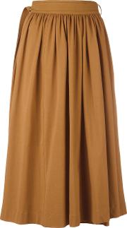 Pleated Skirt Women Cotton Xs, Brown