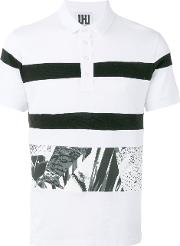 Printed Trim Polo Shirt Men Cotton Xl, White