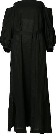 Mira Flounce Dress Women Linenflax Iii, Women's, Black