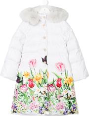 Love Made Love Floral Print Padded Coat Kids Fox Furpolyestergoose Down 5 Yrs, White 