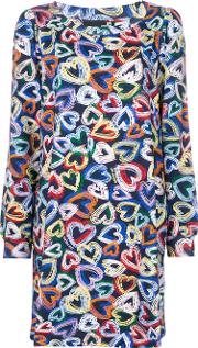 Love Moschino Hearts Print Dress Women Cottonspandexelastane 38 