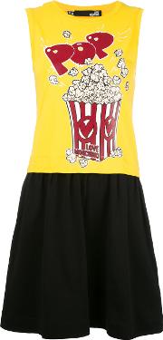 Popcorn Print Dress Women Cotton 44, Yelloworange