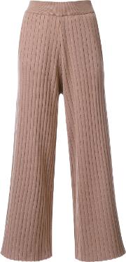 Cropped Knitted Trousers Women Rayon 36, Brown