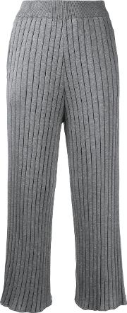 Cropped Rib Knit Trousers Women Cottonrayon 34, Grey