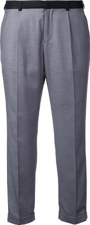 Cropped Tailored Trousers Women Polyesterpolyurethanerayon 9, Grey