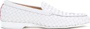 Woven Loafers Men Buffalo Leather 42, White