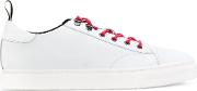 Low Brand Lace Up Sneakers Men Leatherrubber 40, White 