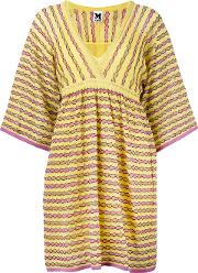 Knitted Mini Dress Women Cottonpolyamidepolyestermetallic Fibre 42, Yelloworange