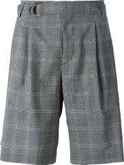 Checked Belted Shorts Men Viscosevirgin Wool 46, Grey
