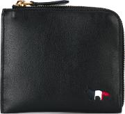 Check Lined Zip Purse Women Leather One Size, Black