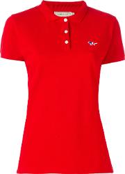 Logo Polo Shirt Women Cotton M, Red