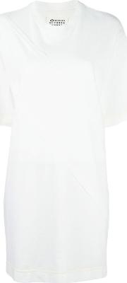 Oversized Paneled T Shirt Women Cotton S, White