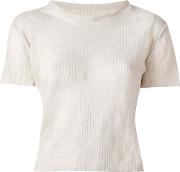 Ribbed Knit T Shirt Women Cottonpolyamidemetallic Fibre M